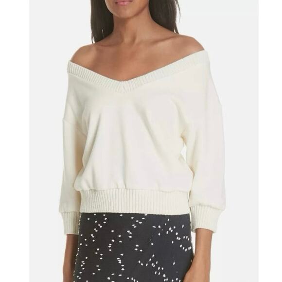 3.1 Phillip Lim French Terry Crop Sweater in Ivory - Size M - Picture 8 of 9